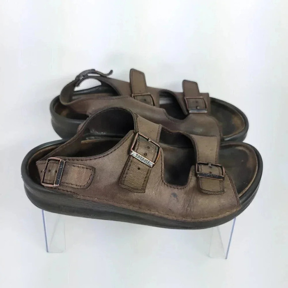 Birkenstock Men's 7 Women 9 Tatami 2 Strap Brown Leather Sandal Shoes Normcore - Picture 11 of 12